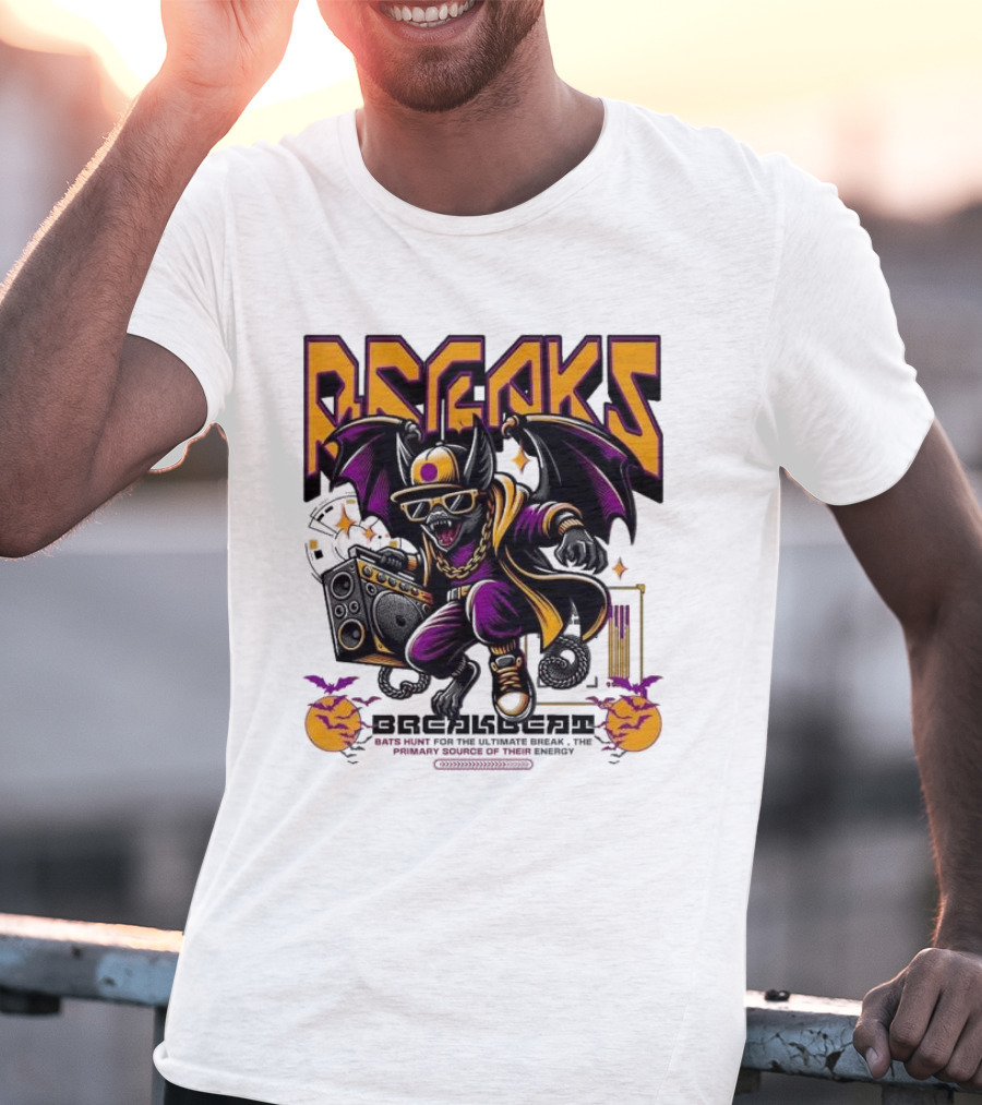 Breakbeat Bat Breaks Bats Hunt For The Ultimate Break Primary Source Of Energy T-Shirt