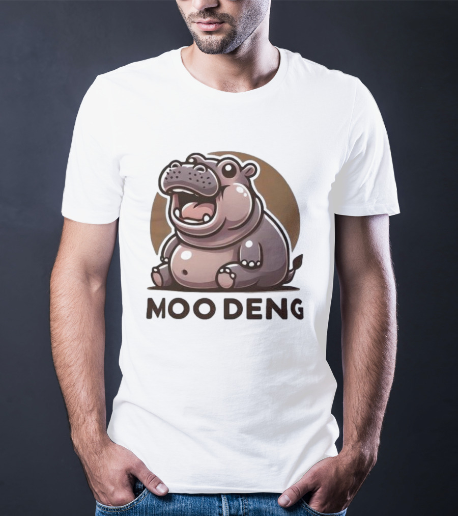 Moo Deng Baby Hippo Fat Cartoon Character T-Shirt