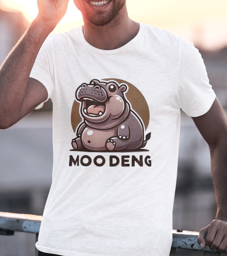Moo Deng Baby Hippo Fat Cartoon Character T-Shirt