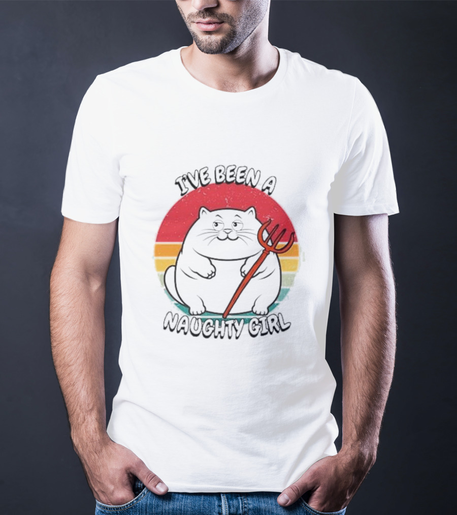 I’ve Been A Naughty Girl Cute Cat With Pitchfork T-Shirt