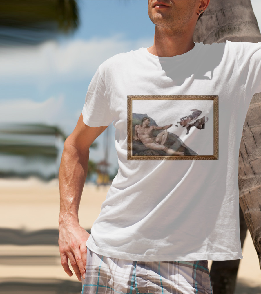 Michelangelo Moo Deng Creation Parody Vintage Frame T-Shirt
