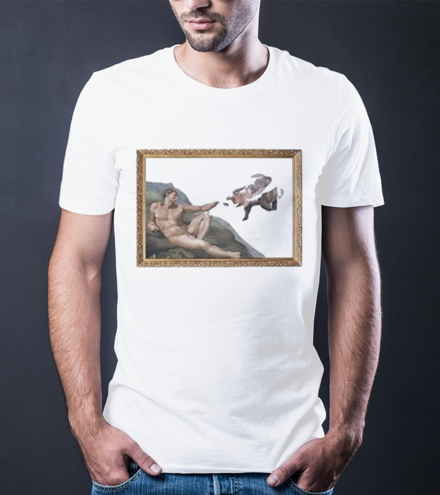 Michelangelo Moo Deng Creation Parody Vintage Frame T-Shirt