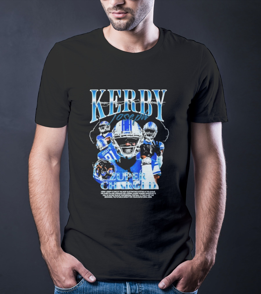 Kerby Joseph Zuper Charged Lions Football Bootleg T-Shirt