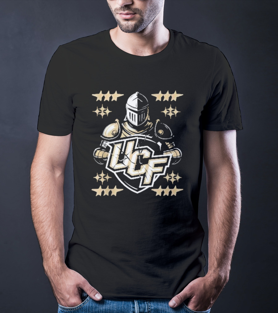 UCF Knight Armor Vintage Lettering Distressed Stars T-Shirt