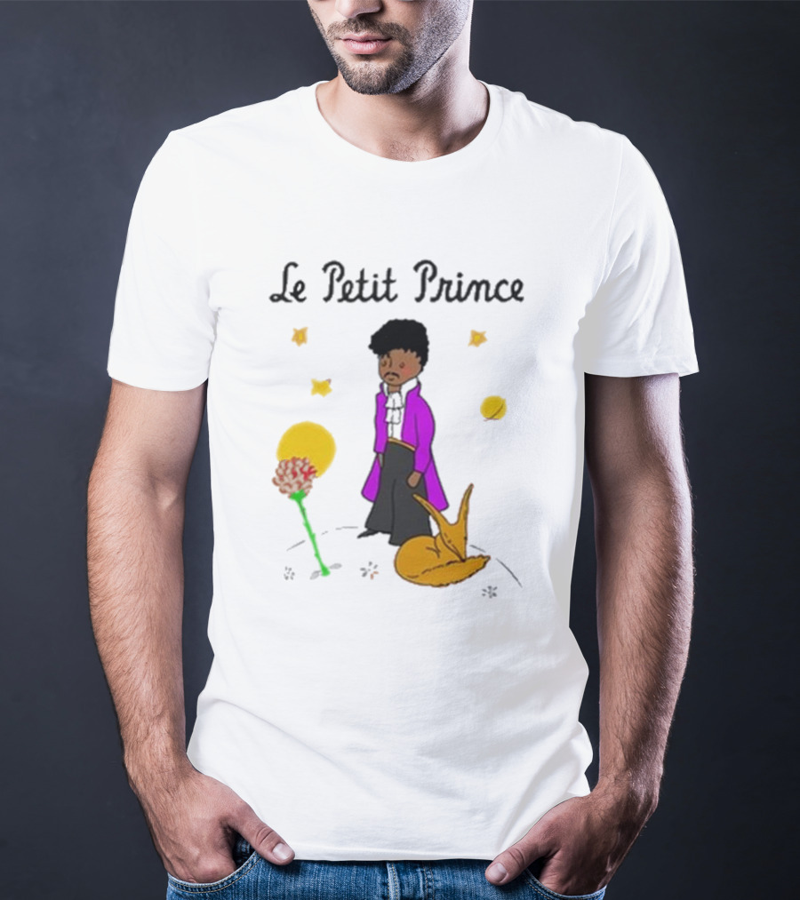 Le Petit Prince Purple Coat Fox And Rose Stars T-Shirt