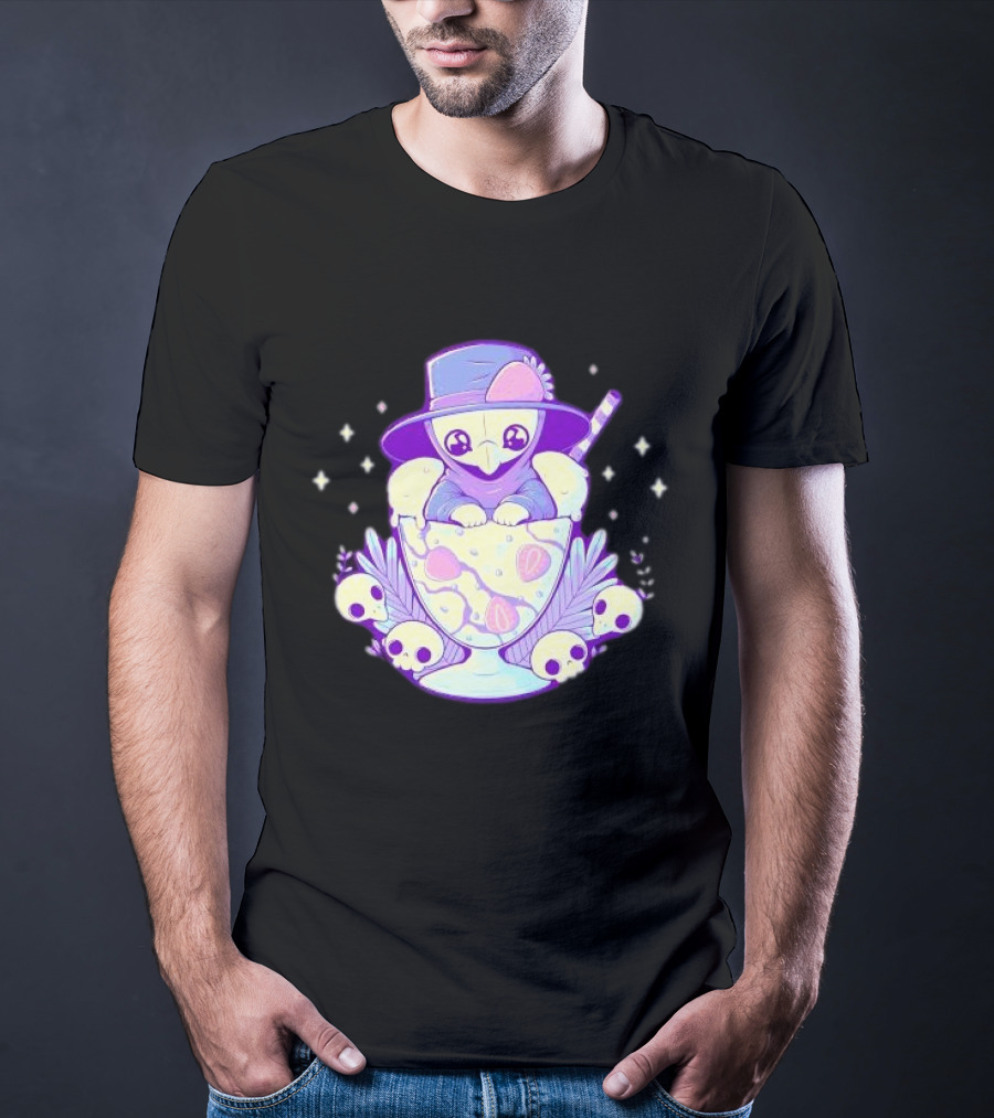 Cute Plague Doctor Ice Cream Delight With Skulls And Stars T-Shirt