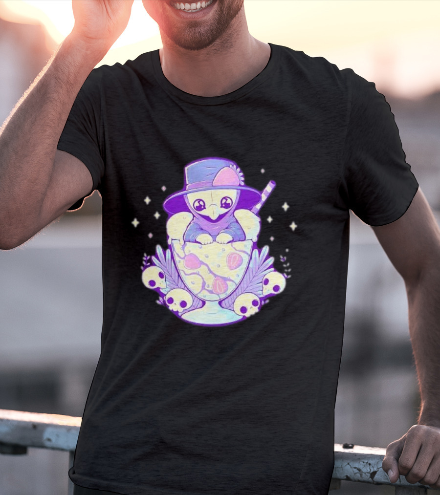 Cute Plague Doctor Ice Cream Delight With Skulls And Stars T-Shirt