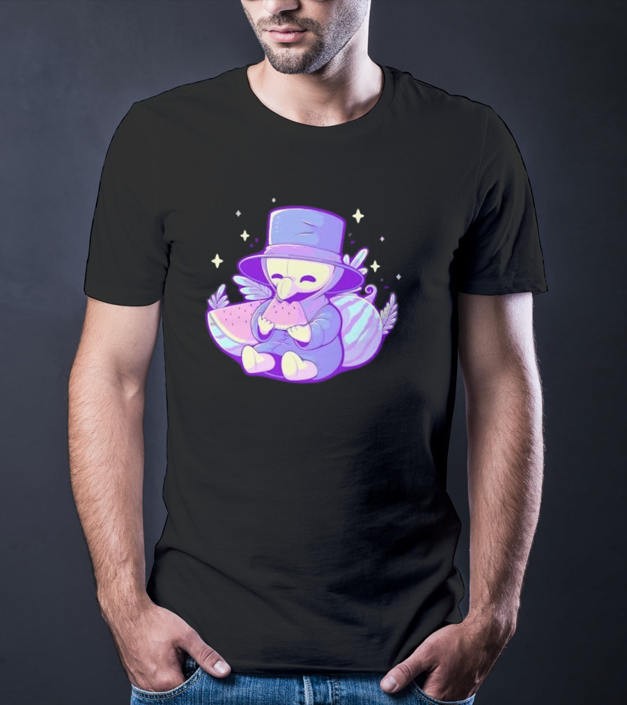 Plague Doctor Eating Watermelon Cute Kawaii T-Shirt