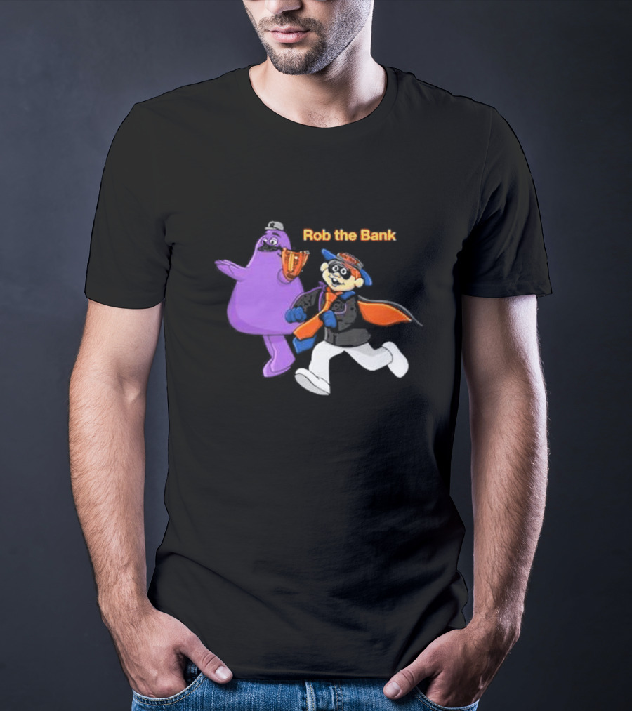 Grimace Monster Accompanies Rob The Bank Heist With Classic Burglar Image T-Shirt