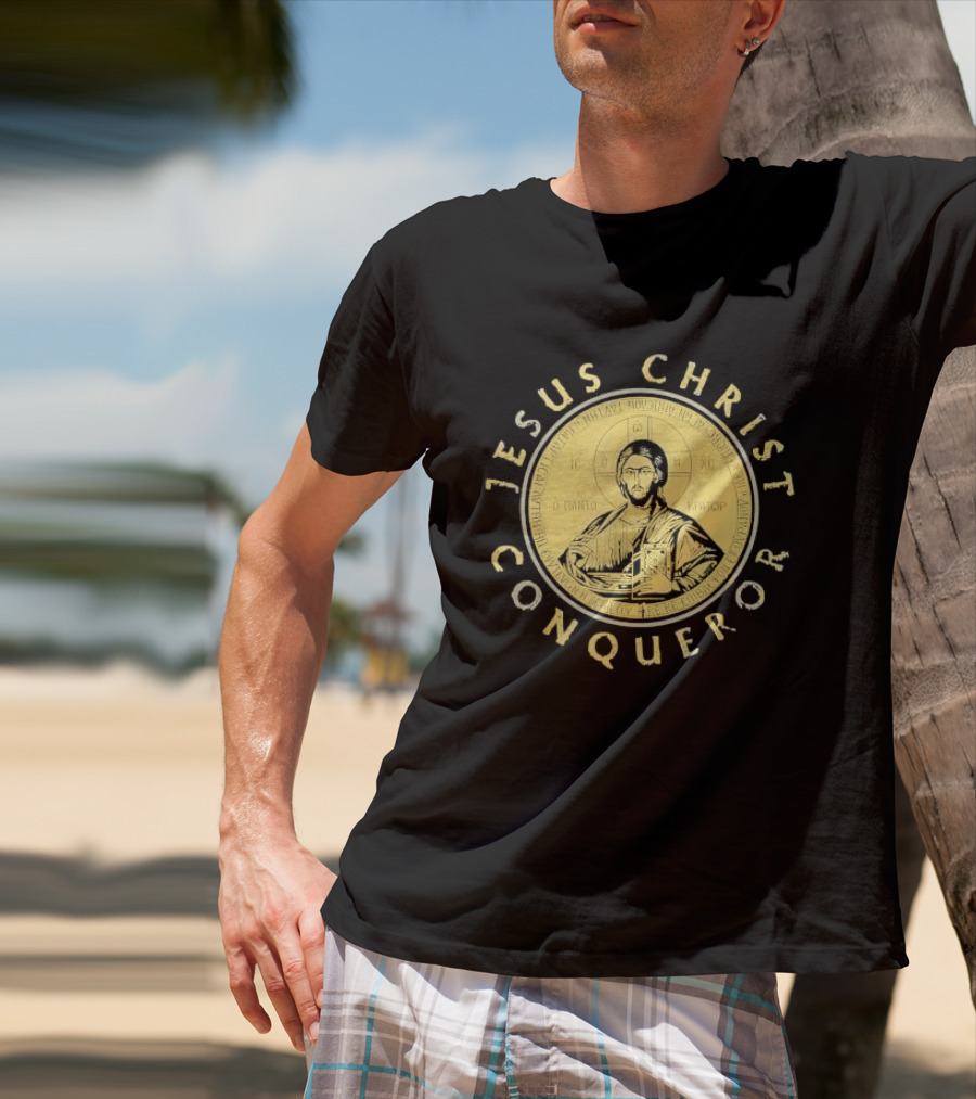 Jesus Christ Conqueror Orthodox Christian Iconography T-Shirt