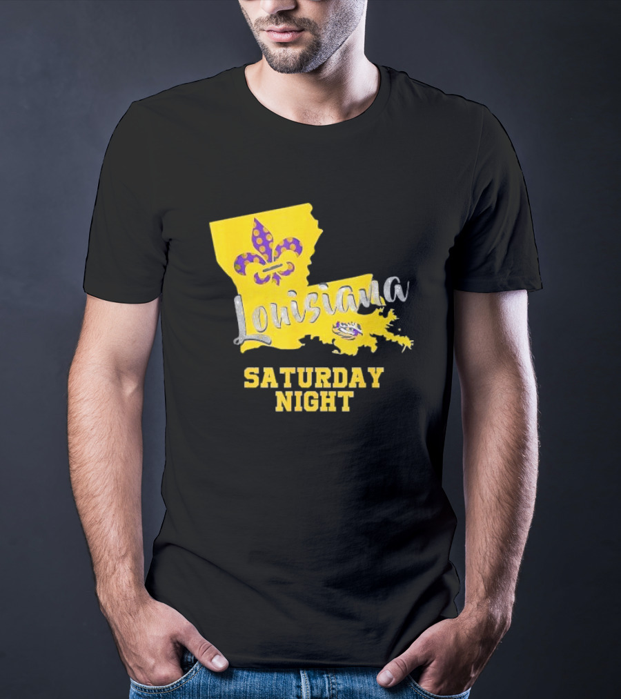 Louisiana Saturday Night LSU Tigers Fleur De Lis T-Shirt