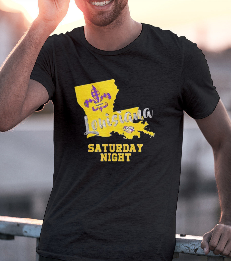 Louisiana Saturday Night LSU Tigers Fleur De Lis T-Shirt