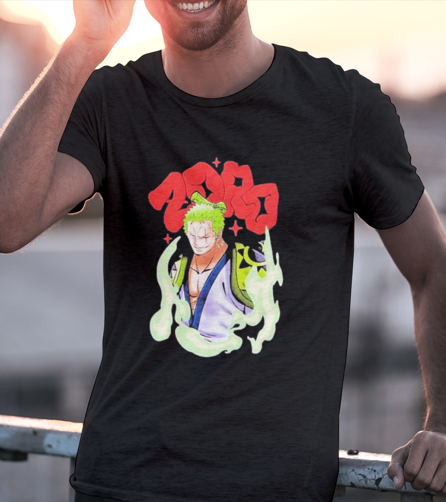 One Piece Zoro Japan Animation Airbrush Style Manga Character T-Shirt