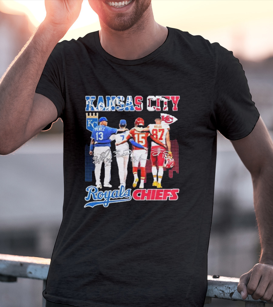 Kansas City Perez Witt Jr Mahomes Kelce Royals Chiefs T-Shirt