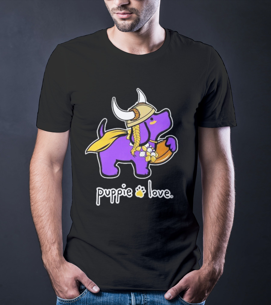 Puppie Love Purple And Gold Viking Pup Minnesota Vikings T-Shirt