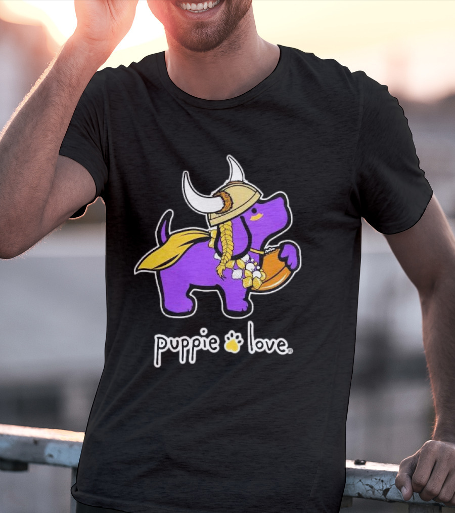 Puppie Love Purple And Gold Viking Pup Minnesota Vikings T-Shirt