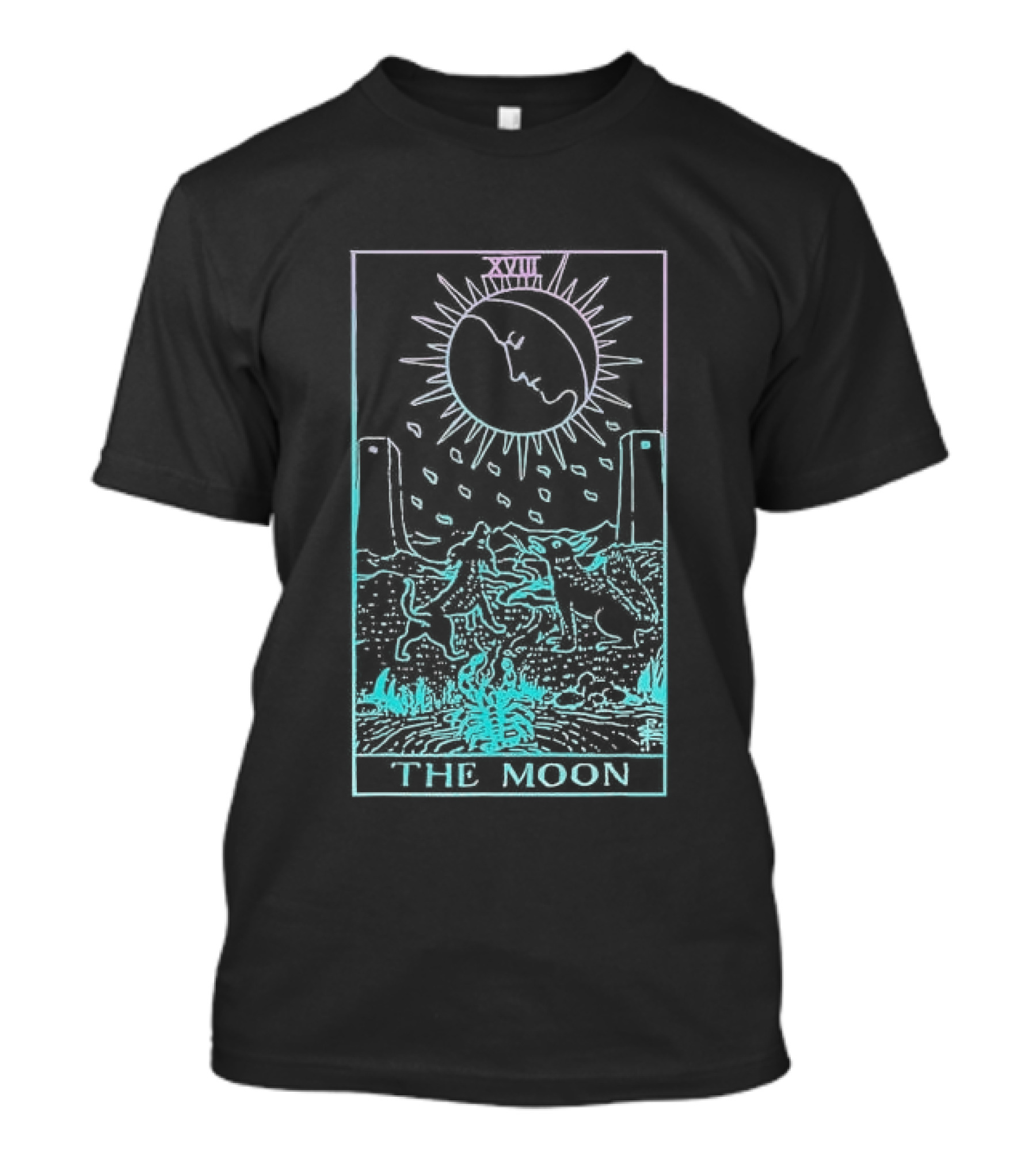 The Moon Tarot Card Waite Witchy Creepy Cool XVIII T-Shirt