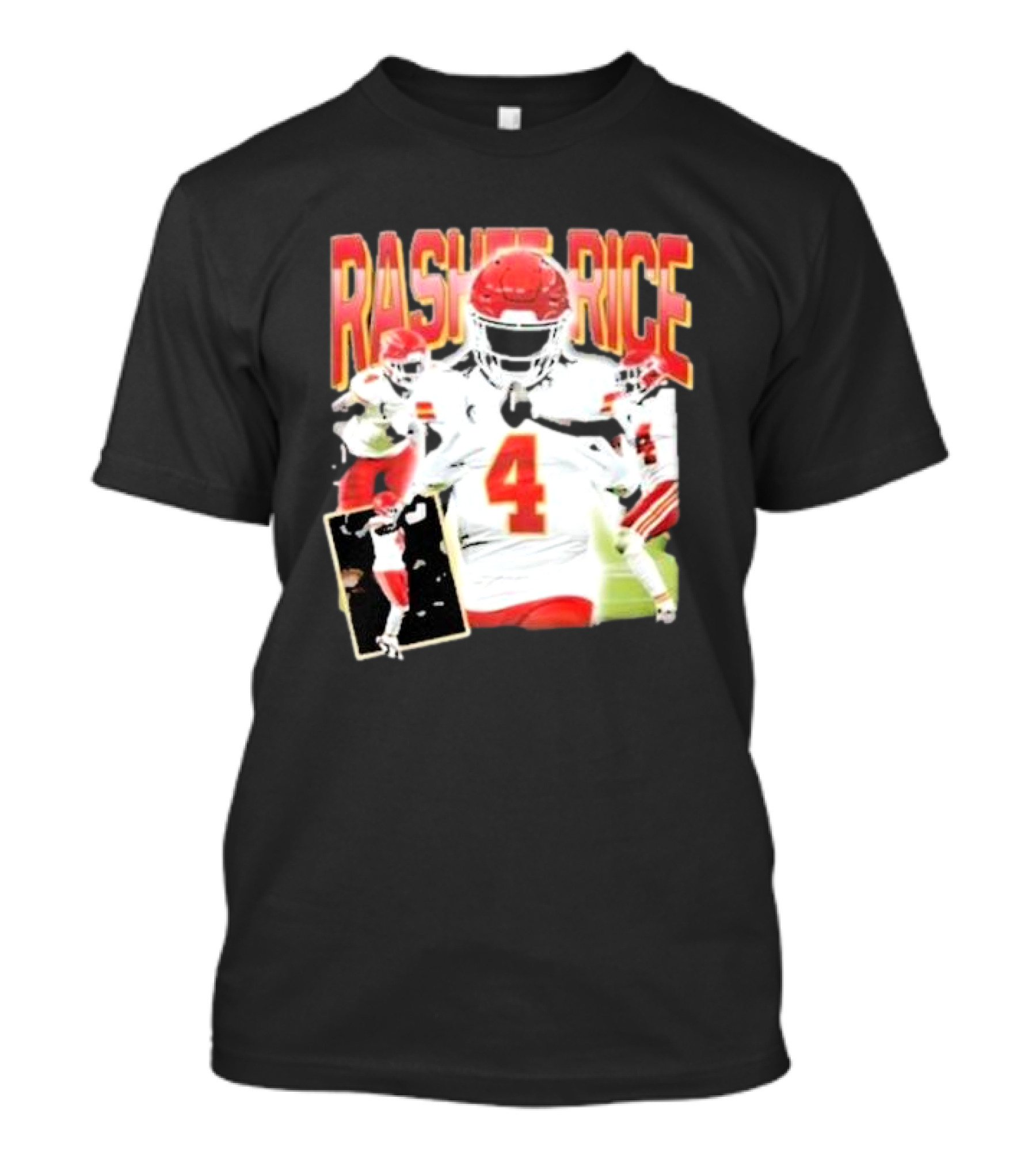 Rashee Rice Football Action 4 Red And White Uniform T-Shirt