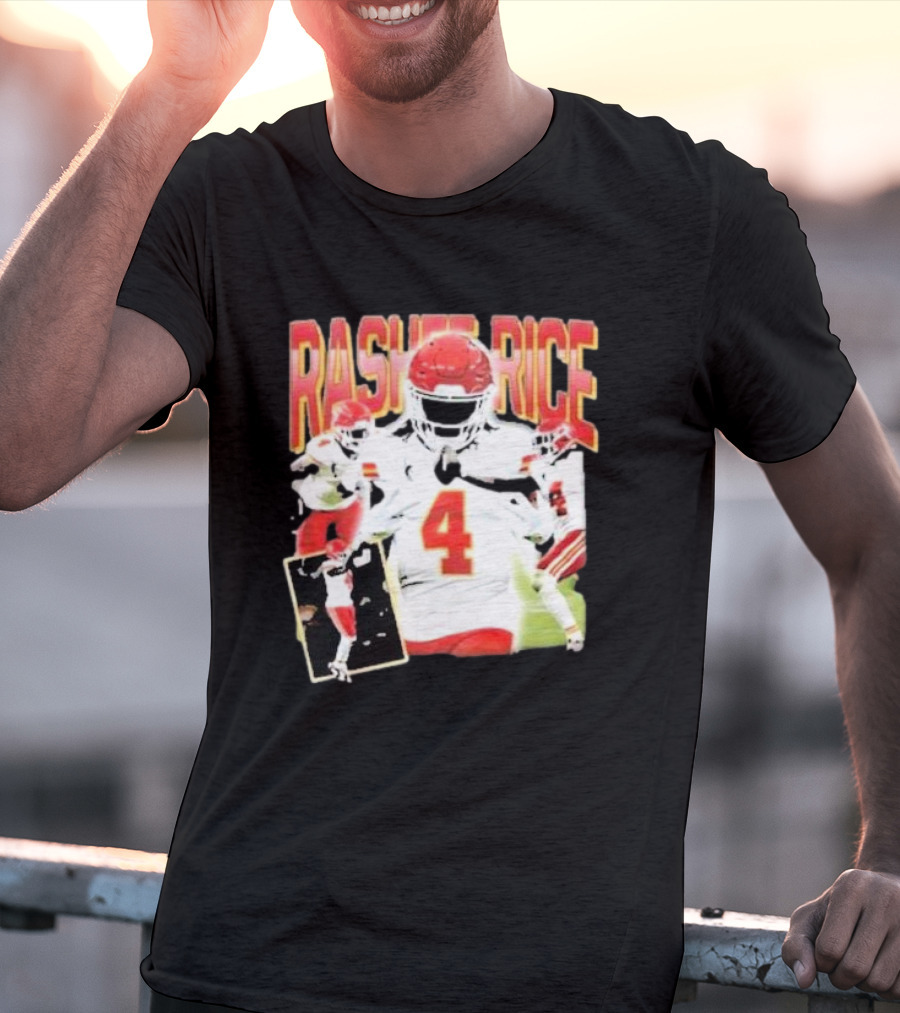 Rashee Rice Football Action 4 Red And White Uniform T-Shirt