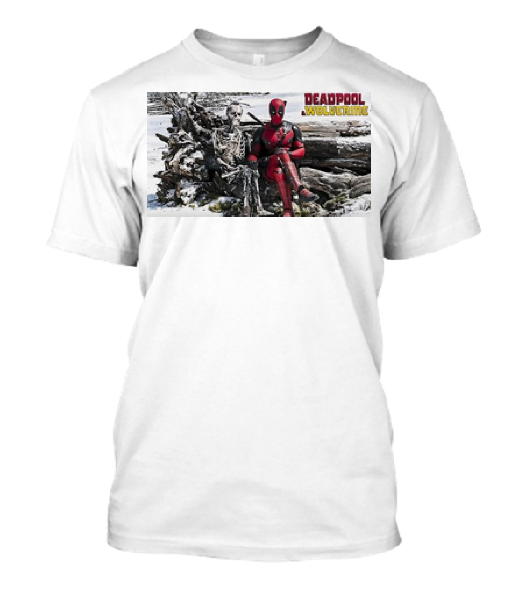 Deadpool And Skeleton Wolverine Snowy Scene T-Shirt