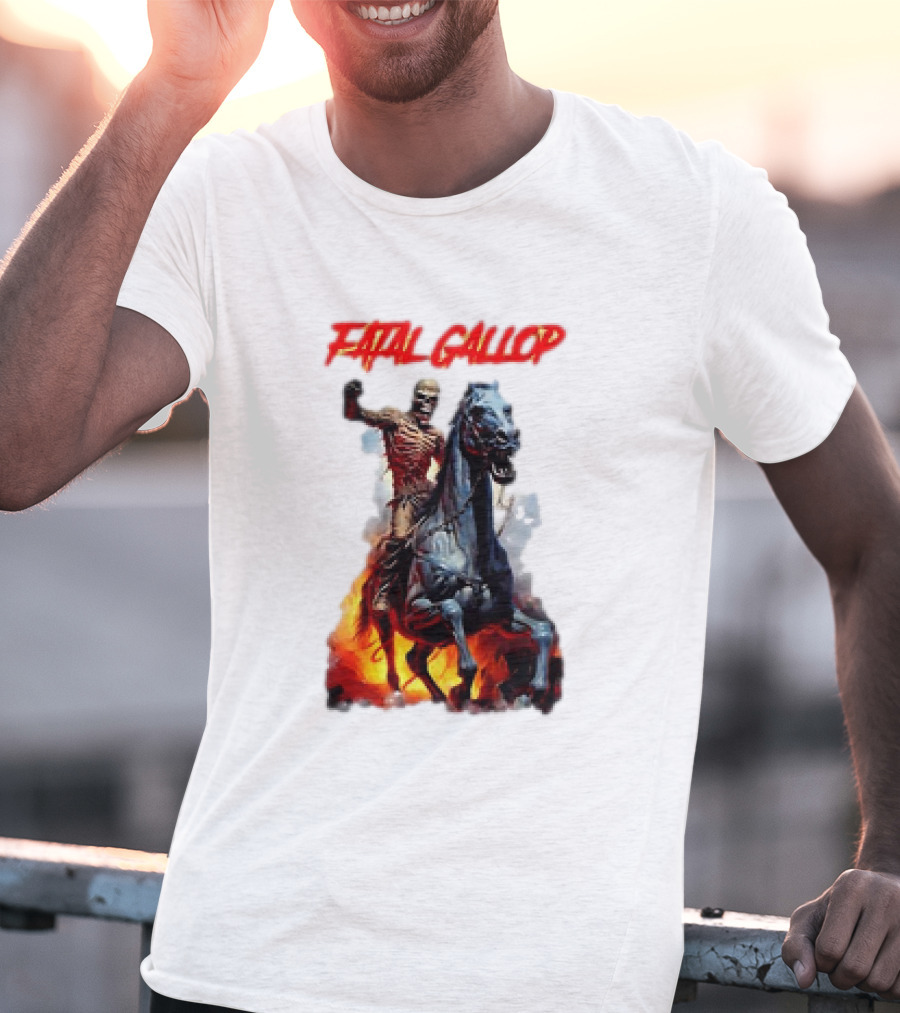 Fatal Gallop Diabolic Fear Black Horror Evil Monster Terror Skeleton Rider Horse Flames T-Shirt