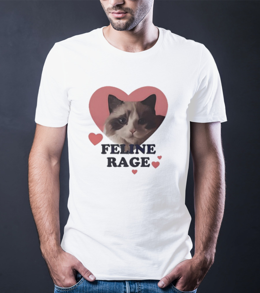 Feline Rage Heart Love Cat T-Shirt