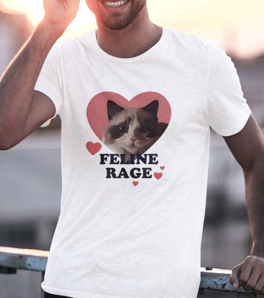 Feline Rage Heart Love Cat T-Shirt