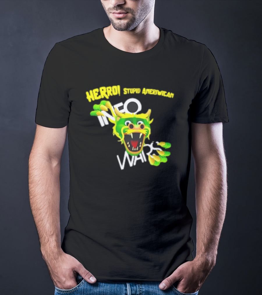 HERROI Stupid American INFO WARS Dragon Face T-Shirt