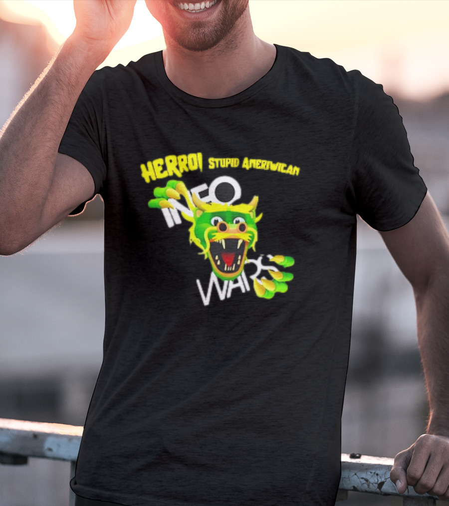 HERROI Stupid American INFO WARS Dragon Face T-Shirt