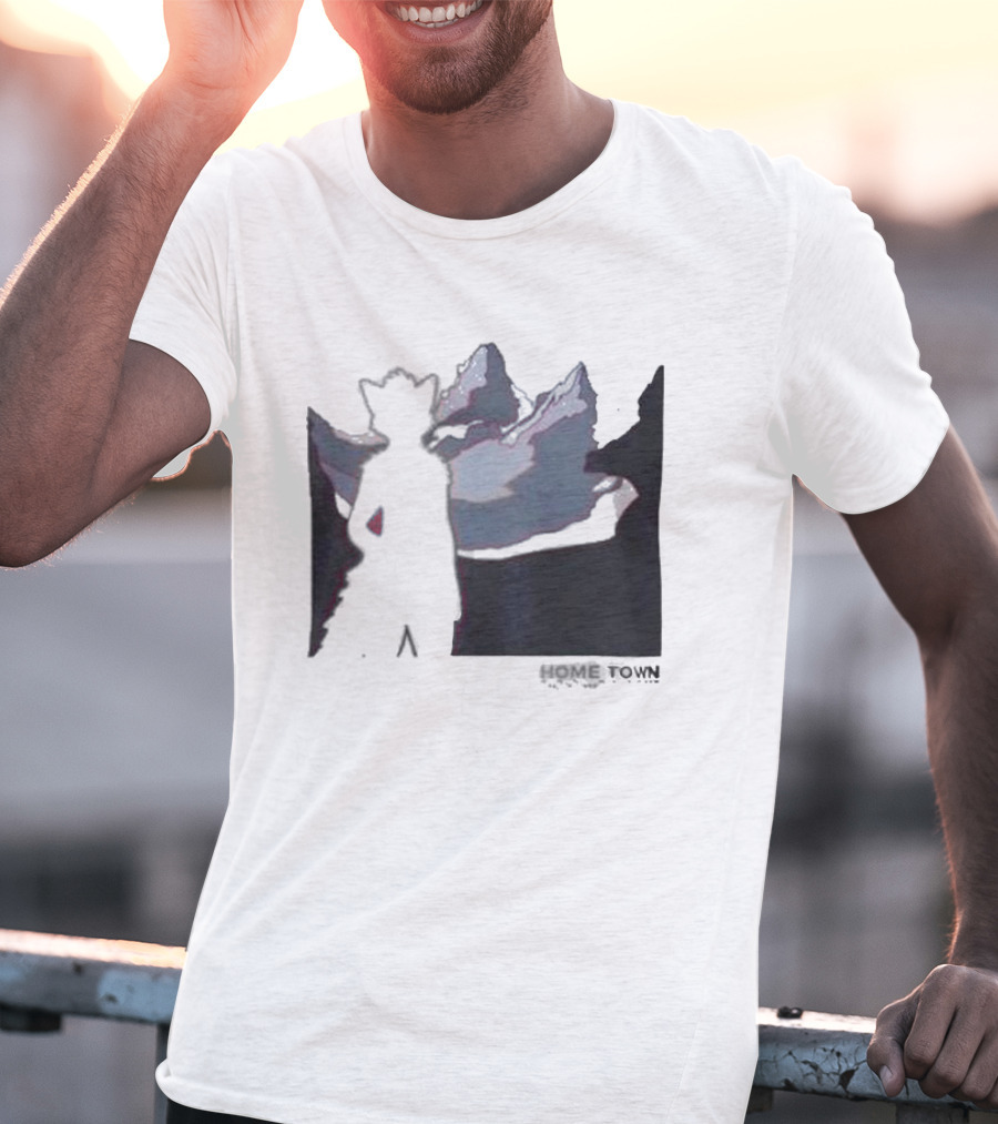 The Fox Nest Store Home Town Silhouette With Mountains Background T-Shirt