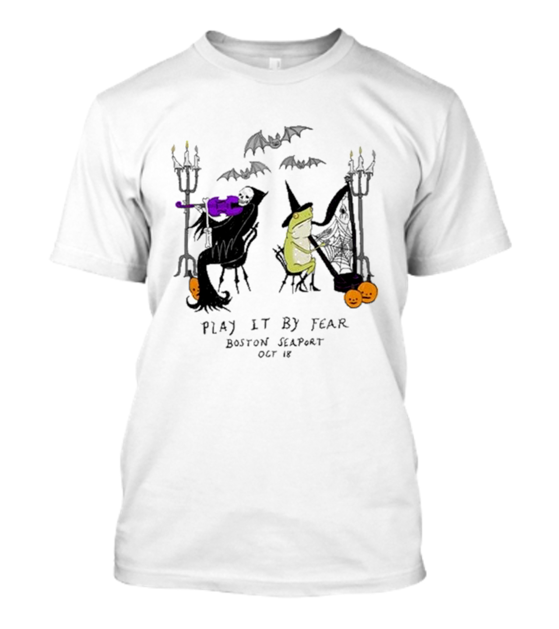 Play It By Fear Bill Crisafi Witch Skeleton Bats Boston Seaport Oct 18 T-Shirt
