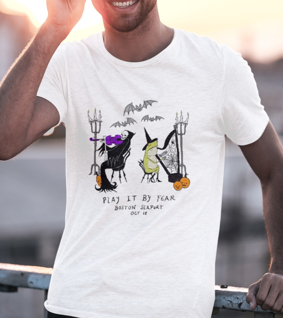 Play It By Fear Bill Crisafi Witch Skeleton Bats Boston Seaport Oct 18 T-Shirt