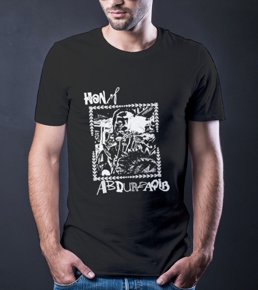 Hanif Abdurraqib Vibrant Monochrome Portrait With Ornamental Border T-Shirt