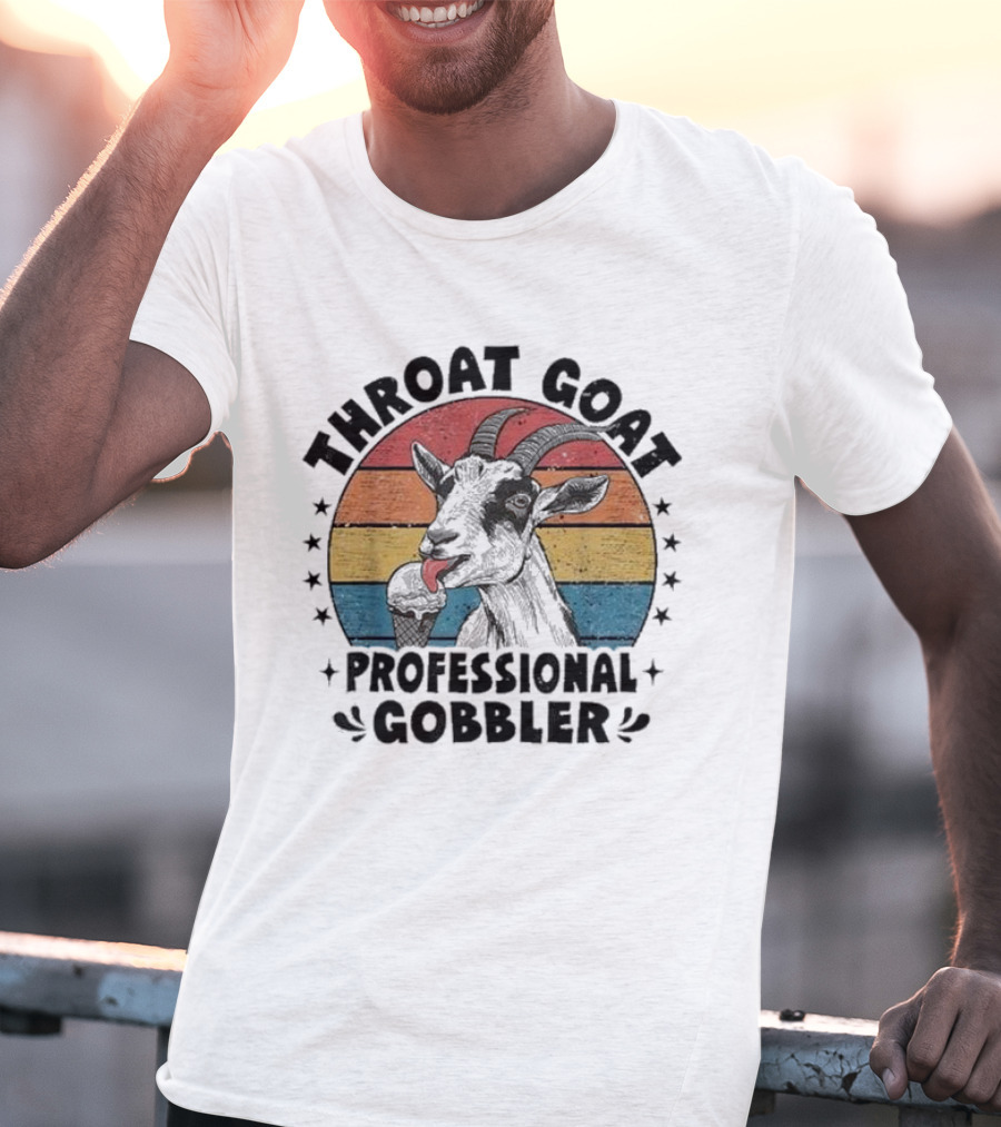 Throat Goat Professional Gobbler Retro Vintage Goat Eating Ice Cream T-Shirt