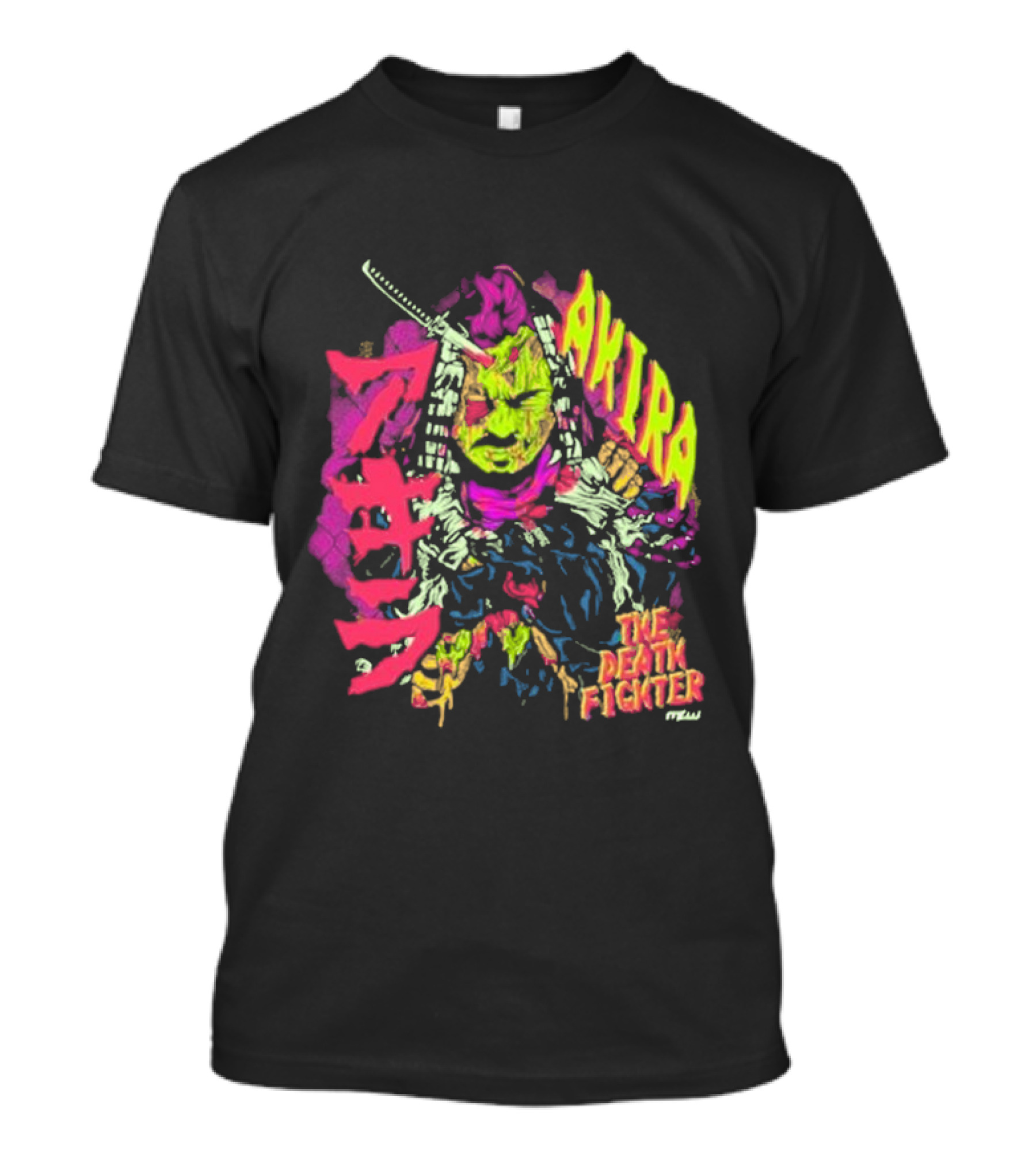 Akira Zombie Samurai Death Fighter In Neon Colors T-Shirt
