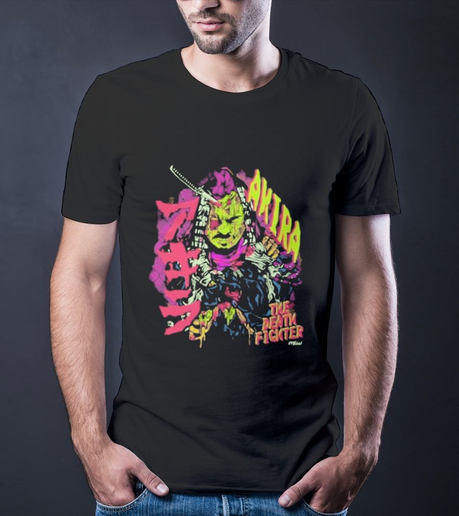 Akira Zombie Samurai Death Fighter In Neon Colors T-Shirt