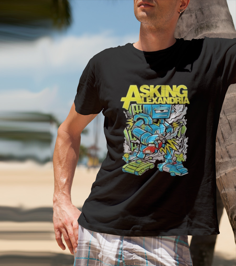 Asking Alexandria Killer Robot Blue And Green Electric Mech T-Shirt