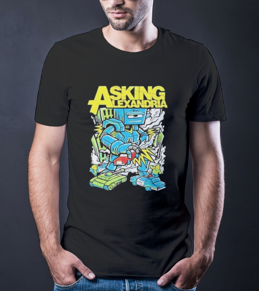 Asking Alexandria Killer Robot Blue And Green Electric Mech T-Shirt