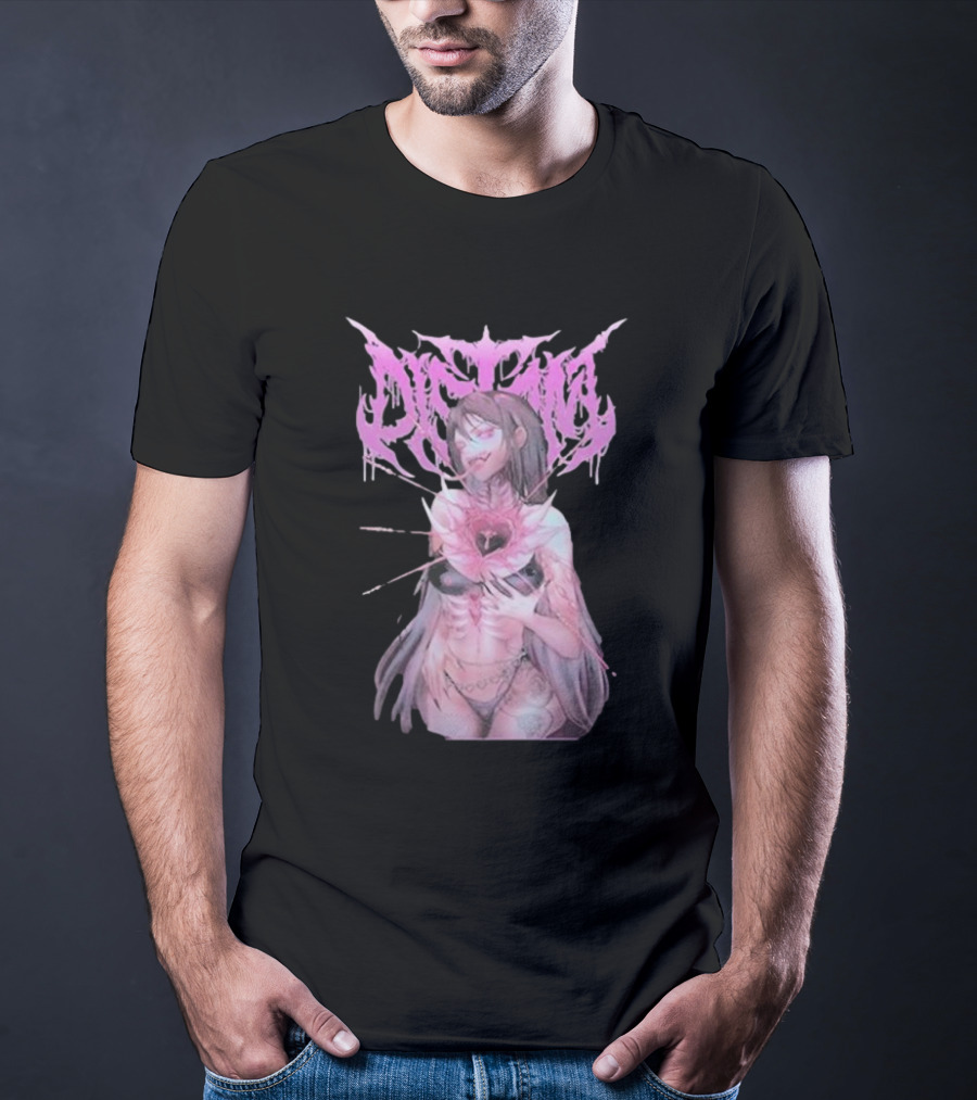 Distant Pink Anime Character With Heart Tattoo T-Shirt