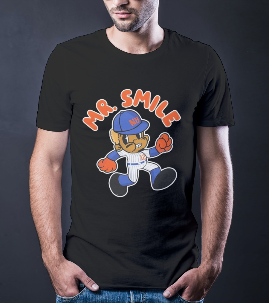 Francisco Lindor Mr. Smile NY Baseball Cartoon Character T-Shirt