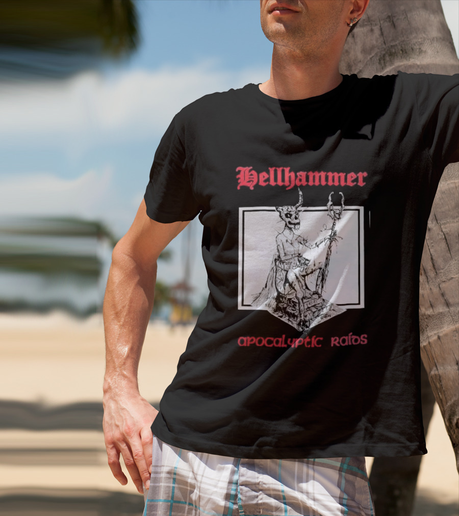 Hellhammer Apocalyptic Raids Horned Figure With Runes T-Shirt