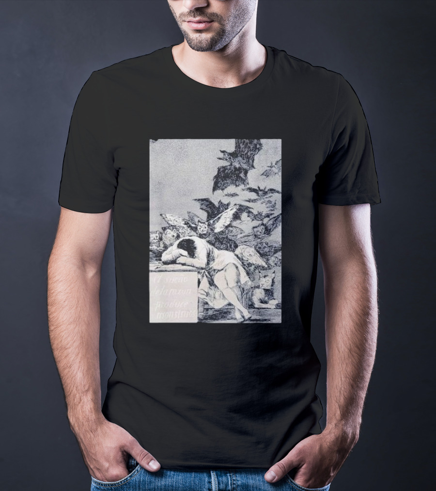 Francisco Goya The Sleep Of Reason Produces Monsters Artwork Scene With Bats And Owls T-Shirt