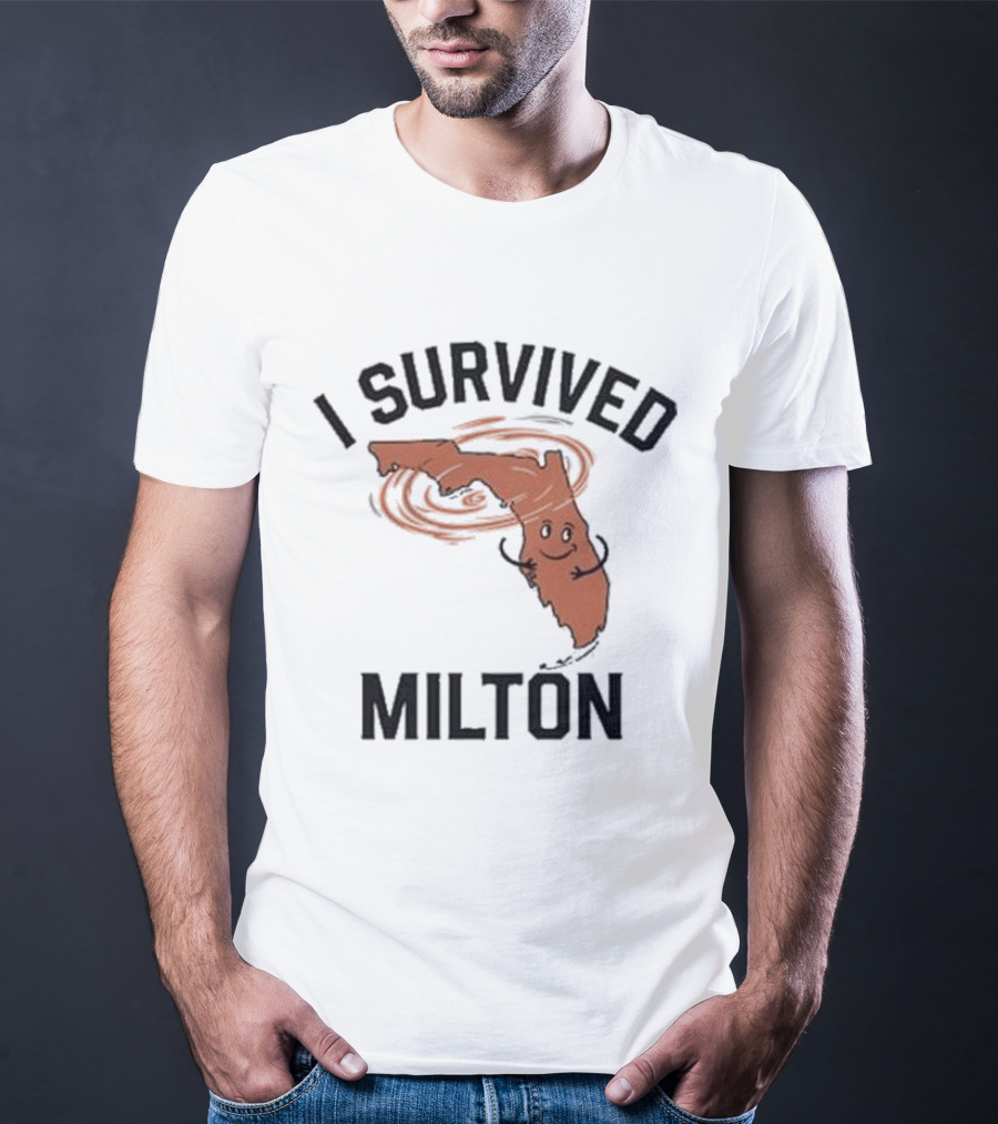 I Survived Milton Florida Super Storm Swirling Cartoon Map T-Shirt
