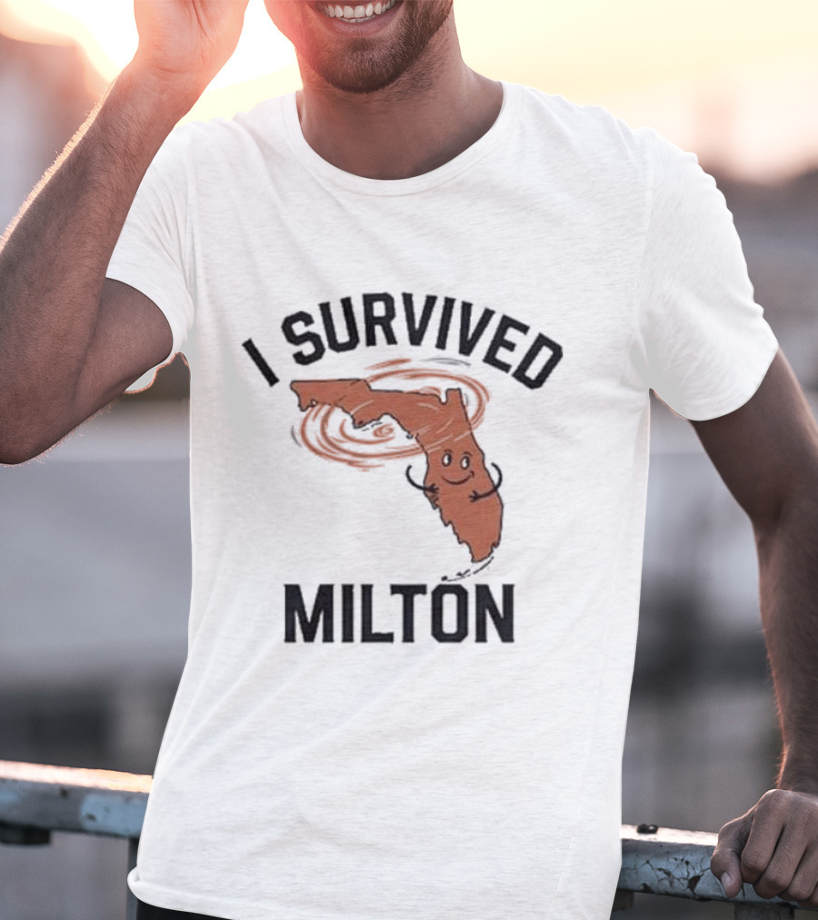 I Survived Milton Florida Super Storm Swirling Cartoon Map T-Shirt