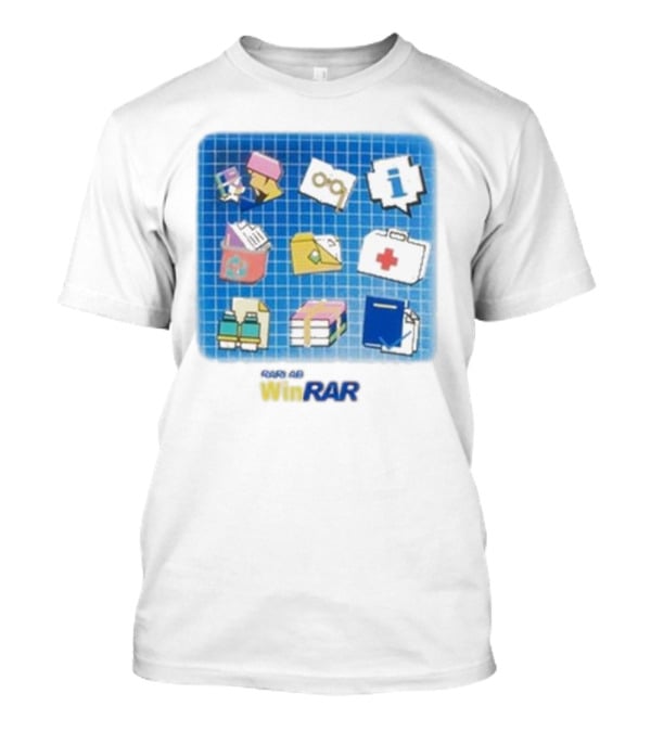 WinRAR Software Update Icon Grid With Colorful Symbols T-Shirt