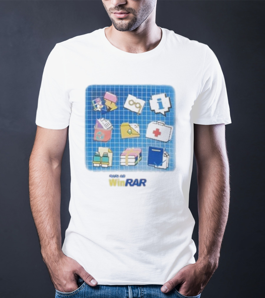 WinRAR Software Update Icon Grid With Colorful Symbols T-Shirt