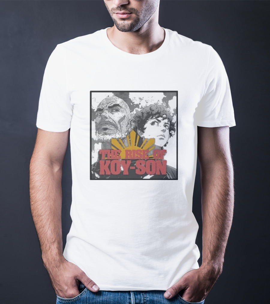 The Rise Of Koy-Son Jo Koy Anime Style Featuring Bold Portraits And Yellow Sun T-Shirt