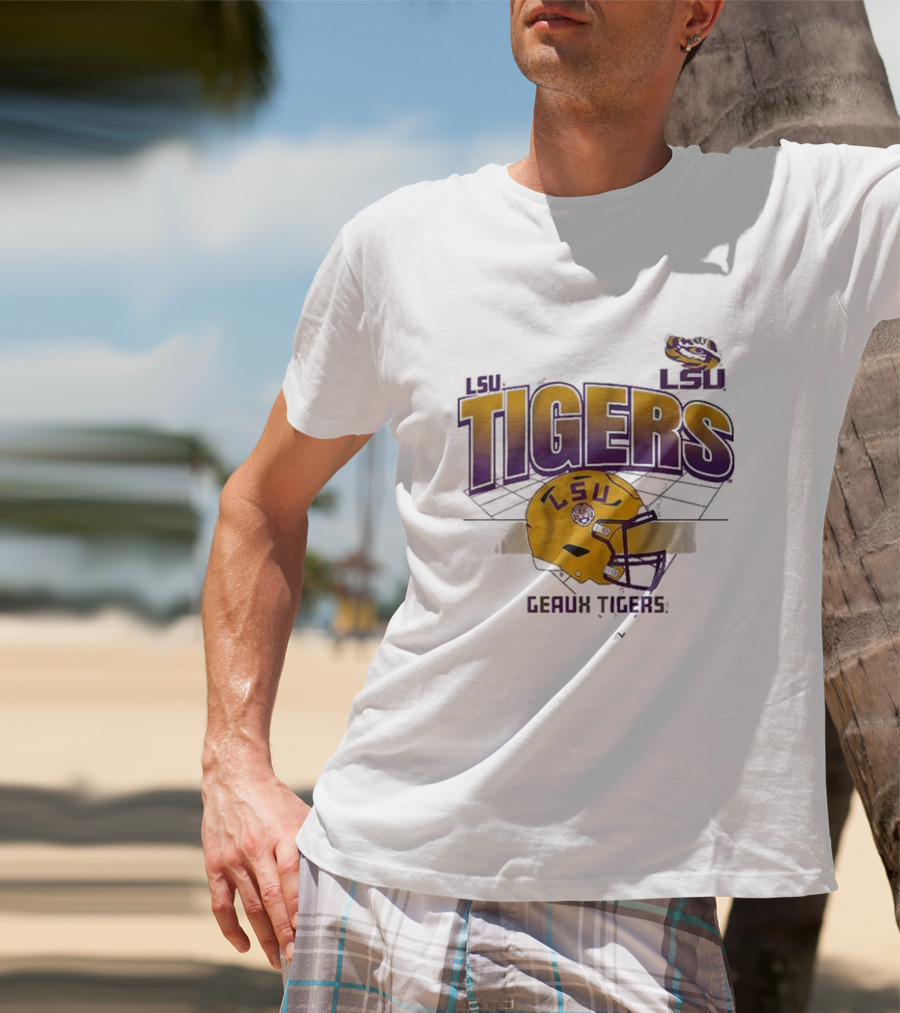 LSU Tigers Geaux Tigers Football Helmet Baton Rouge LA Grid T-Shirt