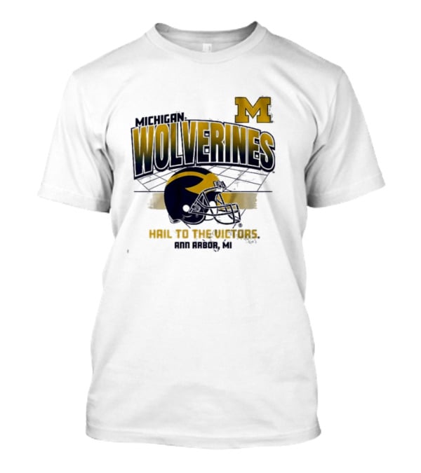 Michigan Wolverines Helmet Hail To The Victors Ann Arbor MI T-Shirt