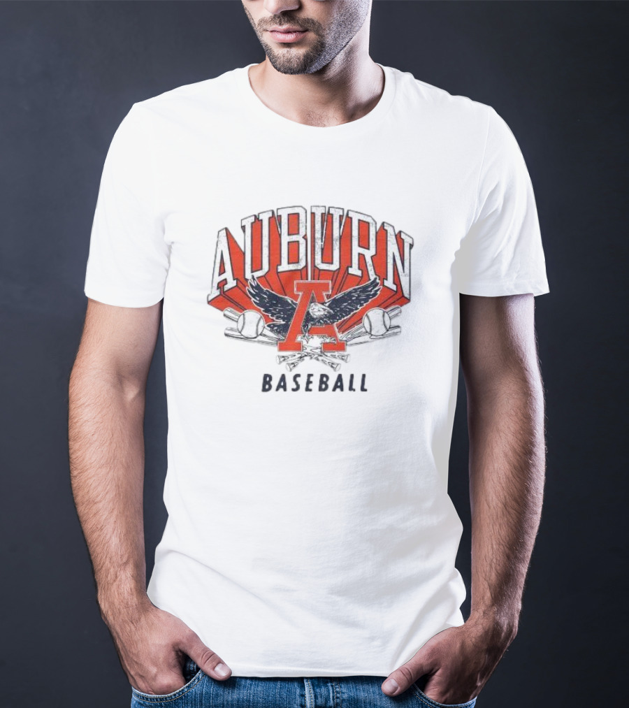 Auburn University Baseball Eagle Logo With Bats And Baseballs T-Shirt